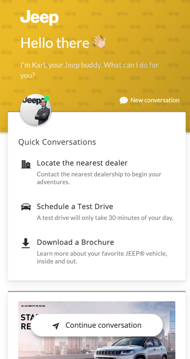 Jeep chatbot powered by Frontman AI